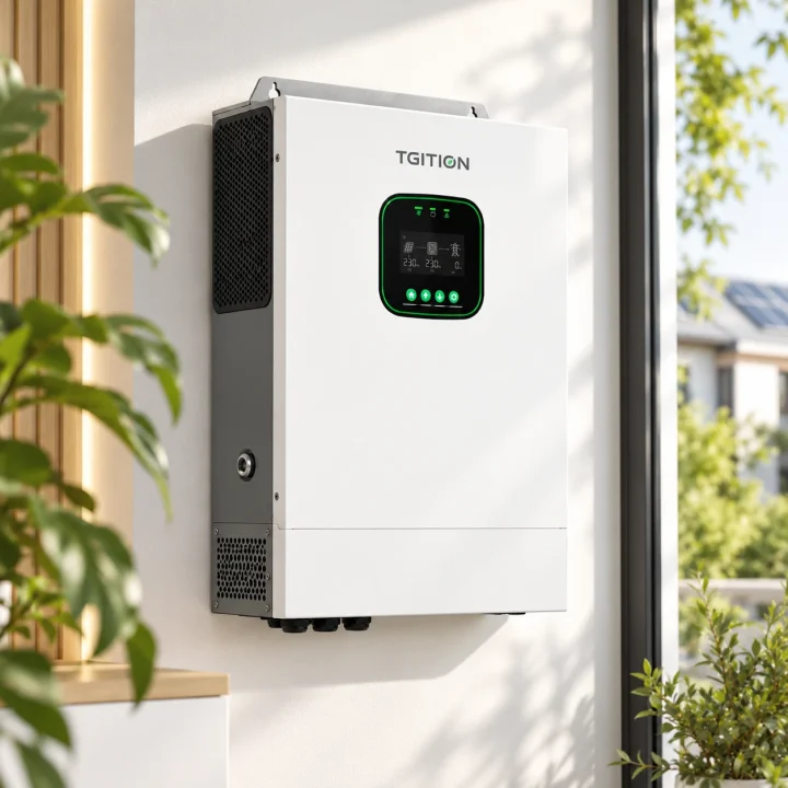 6.2 kW hybrid storage inverter mounted on an exterior wall, front three-quarter view