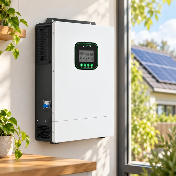12 kW hybrid storage inverter mounted on an exterior wall, front three-quarter view