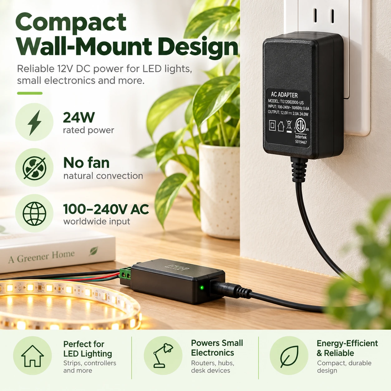 compact wall-mount design with no fan