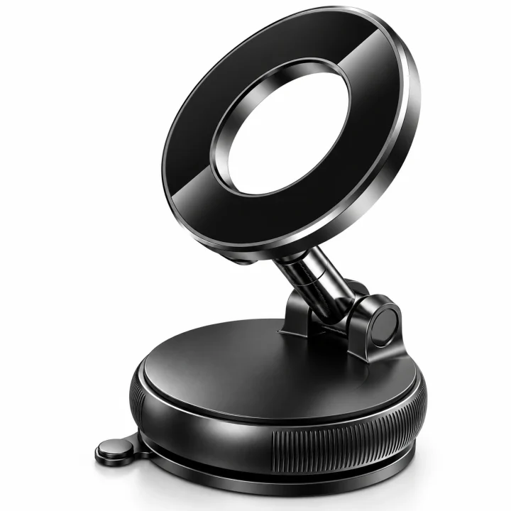 vacuum magnetic car phone mount, folded view on a white background